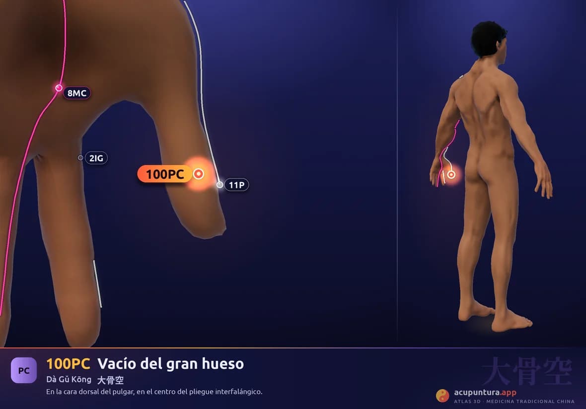 Localización del punto 100PC, Vacío del gran hueso