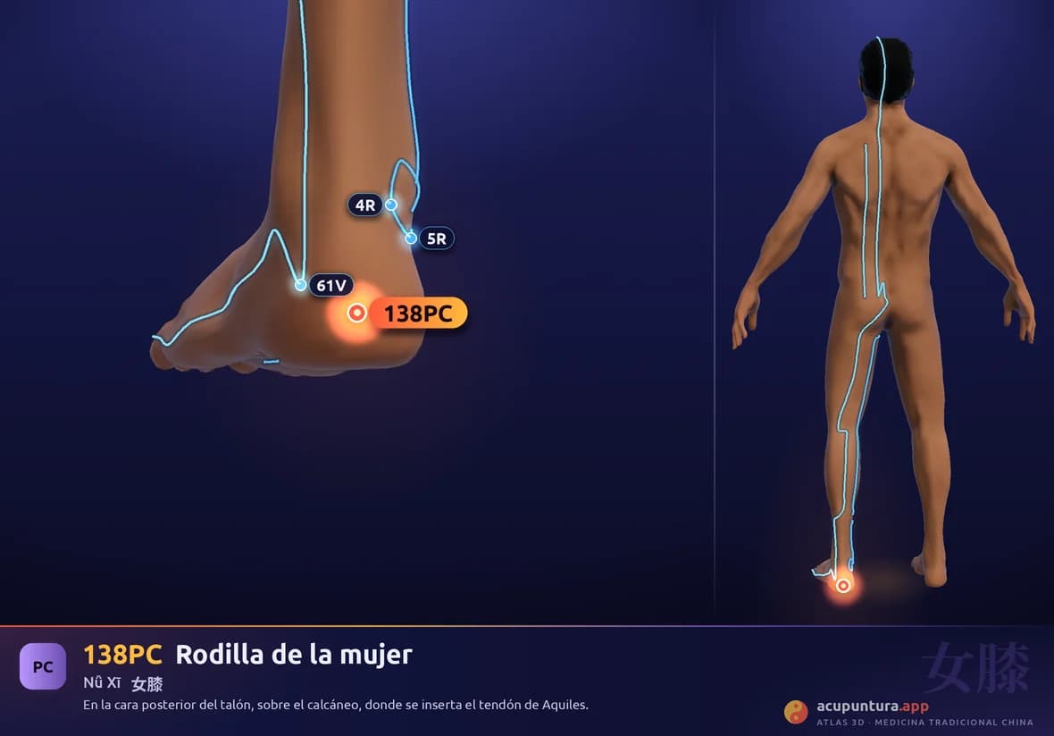 Localización del punto 138PC, Rodilla de la mujer