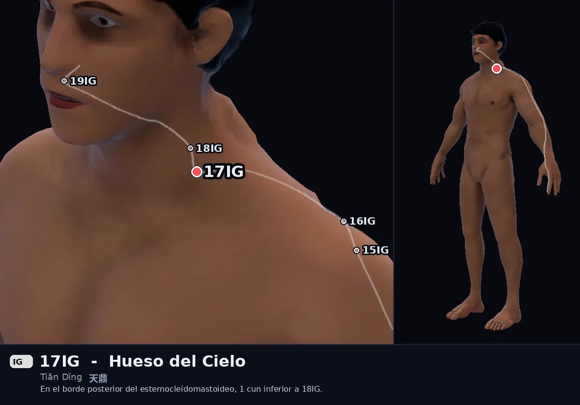 Localización del punto 17IG, Hueso del Cielo