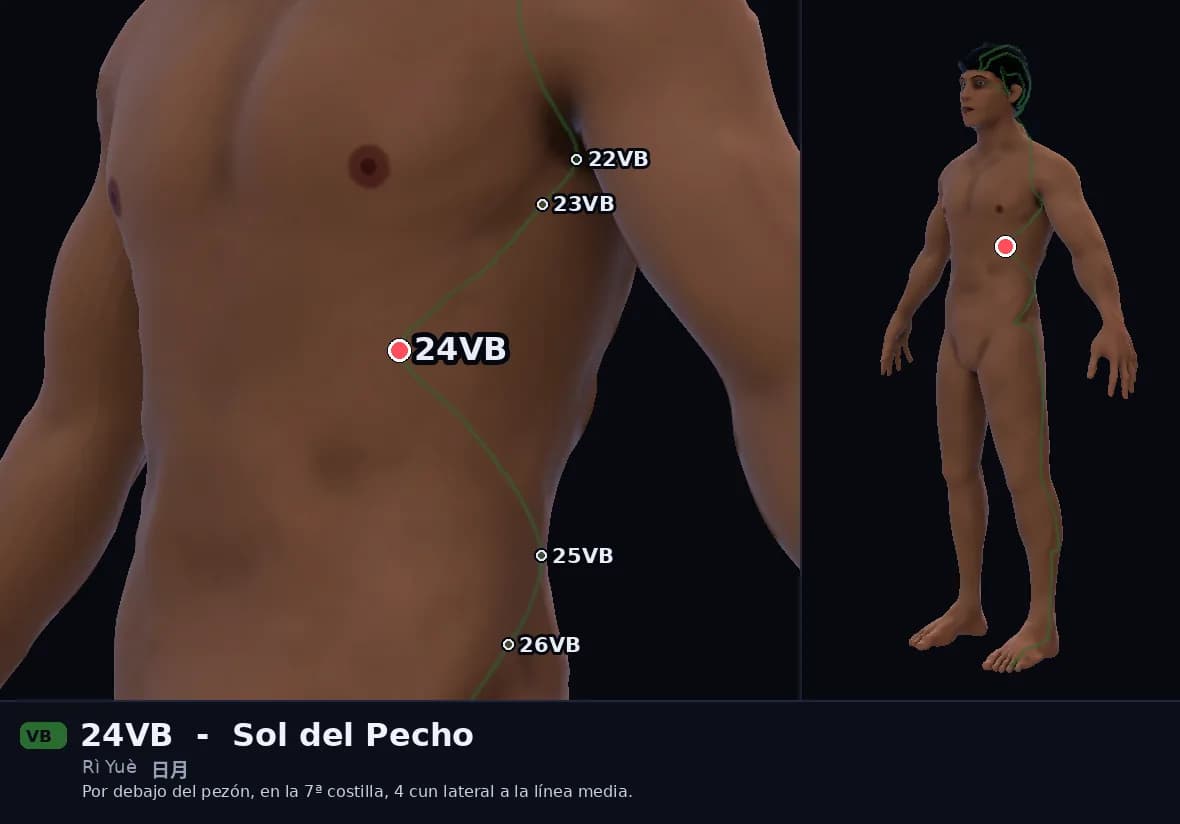 Localización del punto 24VB, Sol del Pecho