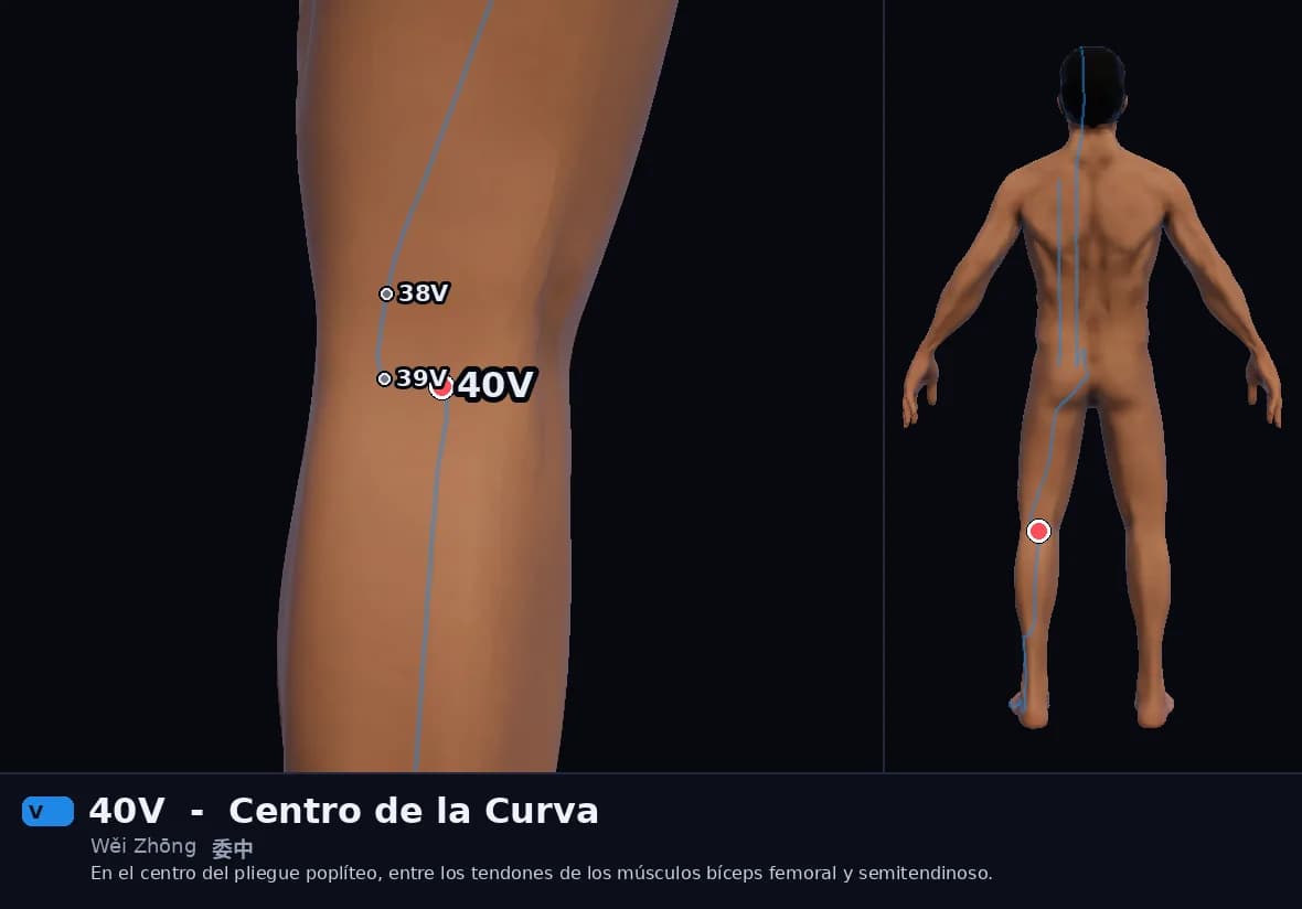 Localización del punto 40V, Centro de la Curva