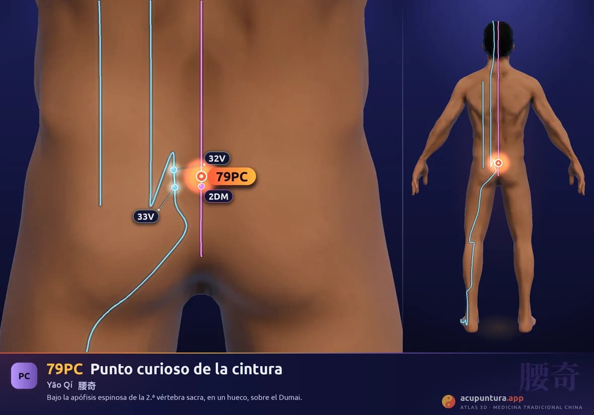 Localización del punto 79PC, Punto curioso de la cintura