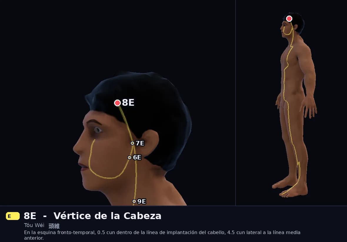 Localización del punto 8E, Vértice de la Cabeza