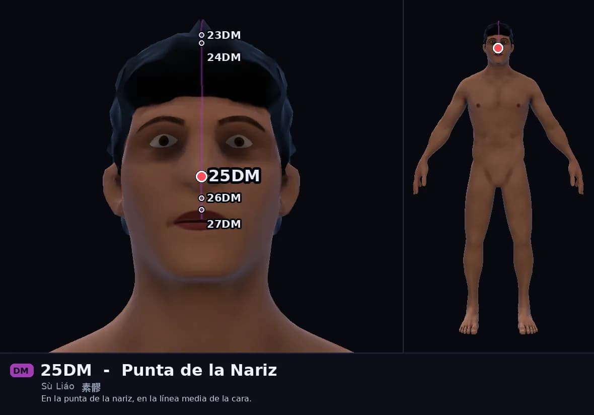Localización del punto 25DM, Punta de la Nariz